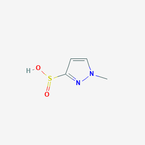 molecular formula C4H6N2O2S B12986409 1-Methyl-1H-pyrazole-3-sulfinic acid 
