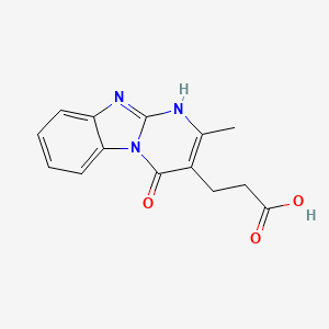 molecular formula C14H13N3O3 B12986436 3-(2-Methyl-4-oxo-4,10-dihydrobenzo[4,5]imidazo[1,2-a]pyrimidin-3-yl)propanoic acid 