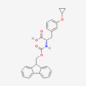 molecular formula C27H25NO5 B12986468 (S)-2-((((9H-Fluoren-9-yl)methoxy)carbonyl)amino)-3-(3-cyclopropoxyphenyl)propanoic acid 