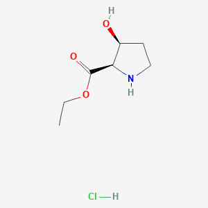 molecular formula C7H14ClNO3 B12986501 (3S)-3-Hydroxy-D-proline ethyl ester hydrochloride 