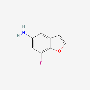 molecular formula C8H6FNO B12986529 7-Fluorobenzofuran-5-amine 