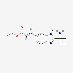 molecular formula C17H21N3O2 B12986554 Ethyl (E)-3-(2-(1-aminocyclobutyl)-1-methyl-1H-benzo[d]imidazol-6-yl)acrylate 