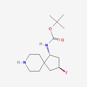 molecular formula C14H25FN2O2 B12986709 tert-Butyl ((1R,3S)-3-fluoro-8-azaspiro[4.5]decan-1-yl)carbamate 