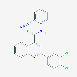 molecular formula C23H13Cl2N3O B12986773 N-(2-cyanophenyl)-2-(3,4-dichlorophenyl)quinoline-4-carboxamide 