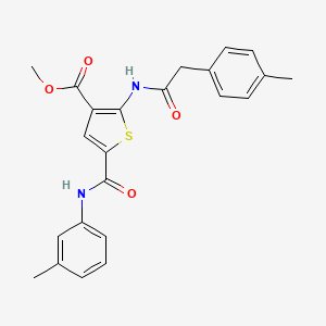 molecular formula C23H22N2O4S B12986782 Methyl2-(2-(p-tolyl)acetamido)-5-(m-tolylcarbamoyl)thiophene-3-carboxylate 