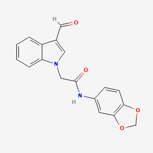 molecular formula C18H14N2O4 B1298683 N-Benzo[1,3]dioxol-5-yl-2-(3-formyl-indol-1-yl)-acetamide CAS No. 294889-52-4