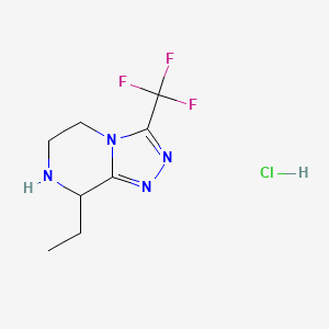 molecular formula C8H12ClF3N4 B12986897 8-Ethyl-3-(trifluoromethyl)-5,6,7,8-tetrahydro-[1,2,4]triazolo[4,3-a]pyrazine hydrochloride 
