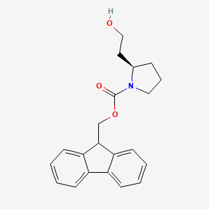 molecular formula C21H23NO3 B12987067 (9H-Fluoren-9-yl)methyl (R)-2-(2-hydroxyethyl)pyrrolidine-1-carboxylate 