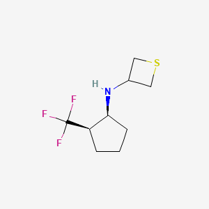 molecular formula C9H14F3NS B12987142 N-((1S,2R)-2-(Trifluoromethyl)cyclopentyl)thietan-3-amine 