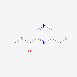 molecular formula C7H7BrN2O2 B12987208 2-Pyrazinecarboxylic acid, 6-(bromomethyl)-, methyl ester 