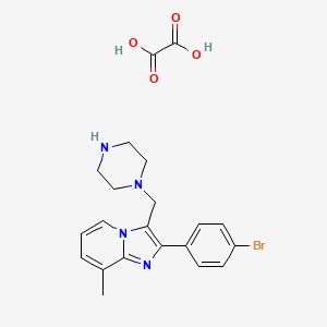 molecular formula C21H23BrN4O4 B12987360 2-(4-Bromophenyl)-8-methyl-3-(piperazin-1-ylmethyl)imidazo[1,2-a]pyridine oxalate 