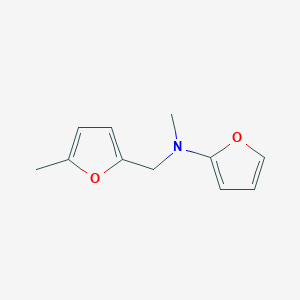 molecular formula C11H13NO2 B12987365 N-methyl-N-[(5-methylfuran-2-yl)methyl]furan-2-amine 