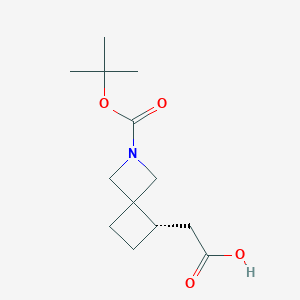molecular formula C13H21NO4 B12987380 (S)-2-(2-(tert-Butoxycarbonyl)-2-azaspiro[3.3]heptan-5-yl)acetic acid 