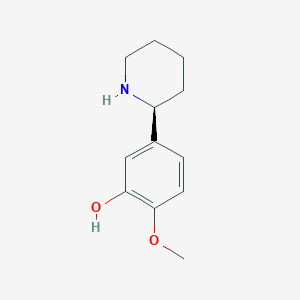molecular formula C12H17NO2 B12987391 (S)-2-Methoxy-5-(piperidin-2-yl)phenol 