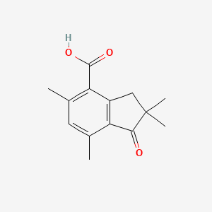 molecular formula C14H16O3 B1298742 2,2,5,7-Tetramethyl-1-oxo-2,3-dihydro-1H-indene-4-carboxylic acid CAS No. 23342-32-7