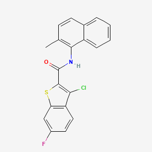 molecular formula C20H13ClFNOS B12987458 3-Chloro-6-fluoro-N-(2-methylnaphthalen-1-yl)benzo[b]thiophene-2-carboxamide 
