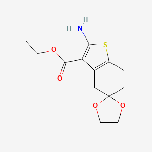 molecular formula C13H17NO4S B12987486 Ethyl 2-amino-6,7-dihydro-4H-spiro[benzo[b]thiophene-5,2'-[1,3]dioxolane]-3-carboxylate 