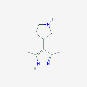 molecular formula C9H15N3 B12987490 3,5-Dimethyl-4-(pyrrolidin-3-yl)-1H-pyrazole 