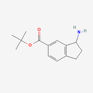molecular formula C14H19NO2 B12987536 Tert-butyl 3-aminoindane-5-carboxylate 