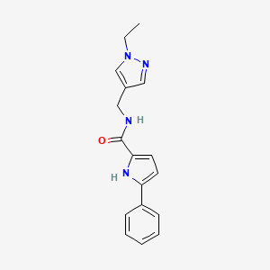 molecular formula C17H18N4O B12987562 N-((1-Ethyl-1H-pyrazol-4-yl)methyl)-5-phenyl-1H-pyrrole-2-carboxamide 