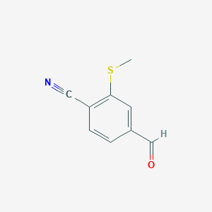 molecular formula C9H7NOS B12987631 4-Formyl-2-(methylthio)benzonitrile CAS No. 101066-59-5