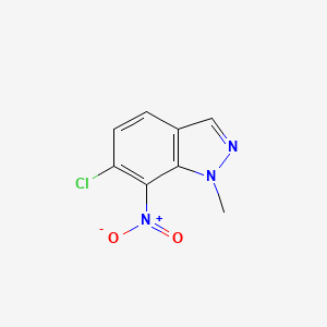 molecular formula C8H6ClN3O2 B12987679 6-Chloro-1-methyl-7-nitro-1H-indazole 