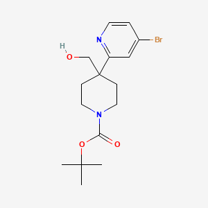 molecular formula C16H23BrN2O3 B12987708 Tert-butyl 4-(4-bromopyridin-2-yl)-4-(hydroxymethyl)piperidine-1-carboxylate 