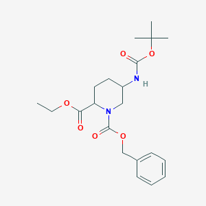 molecular formula C21H30N2O6 B12987772 1-Benzyl 2-ethyl 5-((tert-butoxycarbonyl)amino)piperidine-1,2-dicarboxylate 