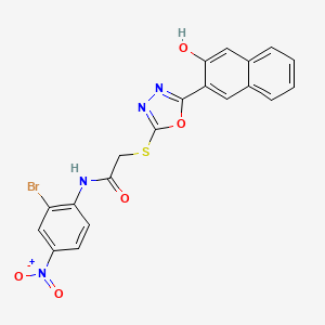 molecular formula C20H13BrN4O5S B12987784 N-(2-Bromo-4-nitrophenyl)-2-((5-(3-hydroxynaphthalen-2-yl)-1,3,4-oxadiazol-2-yl)thio)acetamide 