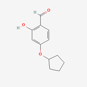 molecular formula C12H14O3 B12987844 4-(cyclopentyloxy)-2-hydroxyBenzaldehyde 
