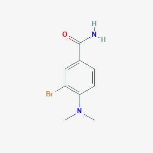 molecular formula C9H11BrN2O B12987907 3-Bromo-4-(dimethylamino)benzamide 