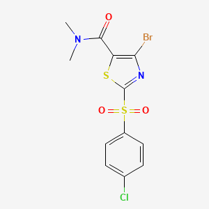 molecular formula C12H10BrClN2O3S2 B12987956 4-Bromo-2-((4-chlorophenyl)sulfonyl)-N,N-dimethylthiazole-5-carboxamide 