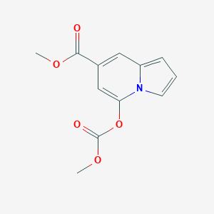 molecular formula C12H11NO5 B12987969 Methyl 5-((methoxycarbonyl)oxy)indolizine-7-carboxylate 
