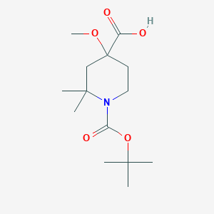 molecular formula C14H25NO5 B12987992 1-(tert-Butoxycarbonyl)-4-methoxy-2,2-dimethylpiperidine-4-carboxylic acid 