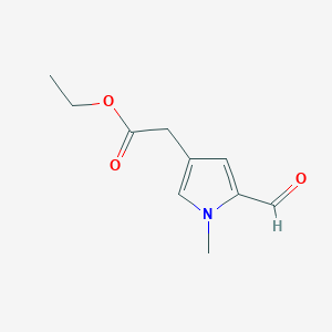 molecular formula C10H13NO3 B12988003 ethyl 2-(5-formyl-1-methyl-1H-pyrrol-3-yl)acetate 