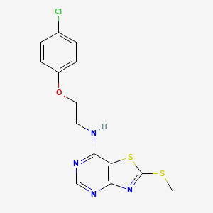molecular formula C14H13ClN4OS2 B12988079 N-(2-(4-Chlorophenoxy)ethyl)-2-(methylthio)thiazolo[4,5-d]pyrimidin-7-amine 