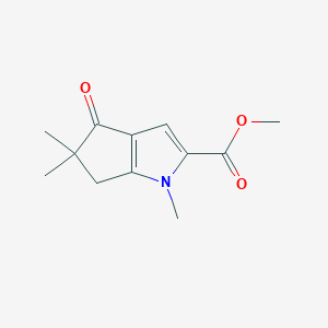 molecular formula C12H15NO3 B12988125 Methyl 1,5,5-trimethyl-4-oxo-1,4,5,6-tetrahydrocyclopenta[b]pyrrole-2-carboxylate 