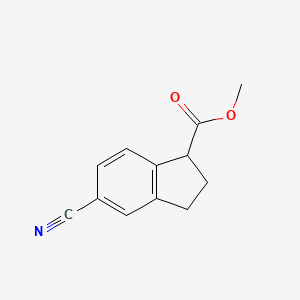 molecular formula C12H11NO2 B12988181 Methyl 5-cyano-2,3-dihydro-1H-indene-1-carboxylate 