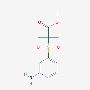 molecular formula C11H15NO4S B12988256 Methyl 2-((3-aminophenyl)sulfonyl)-2-methylpropanoate 