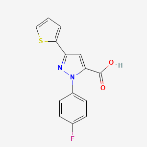 molecular formula C14H9FN2O2S B1298830 1-(4-fluorophenyl)-3-(thiophen-2-yl)-1H-pyrazole-5-carboxylic acid CAS No. 618382-80-2