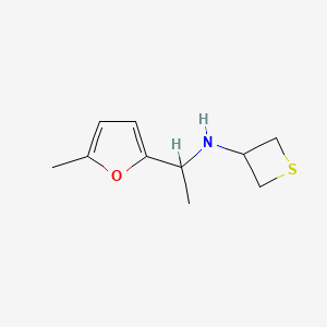 molecular formula C10H15NOS B12988376 N-(1-(5-Methylfuran-2-yl)ethyl)thietan-3-amine 