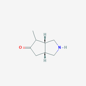 molecular formula C8H13NO B12988440 Rel-(3aR,6aR)-4-methylhexahydrocyclopenta[c]pyrrol-5(1H)-one 