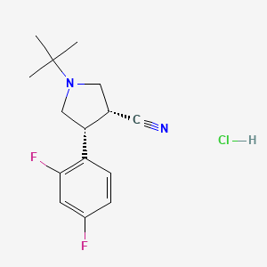 molecular formula C15H19ClF2N2 B12988586 (3R,4R)-1-(tert-Butyl)-4-(2,4-difluorophenyl)pyrrolidine-3-carbonitrile hydrochloride 