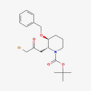 molecular formula C20H28BrNO4 B12988620 tert-Butyl (2R,3S)-3-(benzyloxy)-2-(3-bromo-2-oxopropyl)piperidine-1-carboxylate 