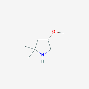 molecular formula C7H15NO B12988660 4-Methoxy-2,2-dimethylpyrrolidine 