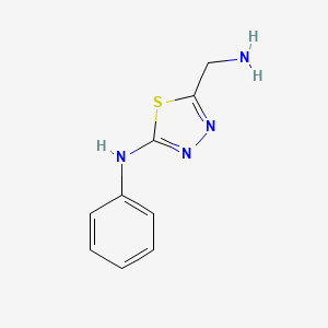 molecular formula C9H10N4S B12988665 (5-Aminomethyl-[1,3,4]thiadiazol-2-yl)phenylamine 