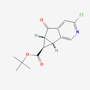 molecular formula C14H14ClNO3 B12988721 (5AR,6R,6aS)-tert-butyl 3-chloro-5-oxo-5,5a,6,6a-tetrahydrocyclopropa[4,5]cyclopenta[1,2-c]pyridine-6-carboxylate 