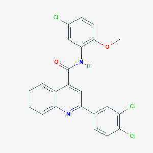 molecular formula C23H15Cl3N2O2 B12988747 N-(5-chloro-2-methoxyphenyl)-2-(3,4-dichlorophenyl)quinoline-4-carboxamide 