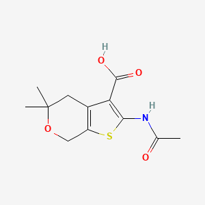 molecular formula C12H15NO4S B1298876 2-Acetylamino-5,5-dimethyl-4,7-dihydro-5H-thieno[2,3-c]pyran-3-carboxylic acid CAS No. 64792-58-1
