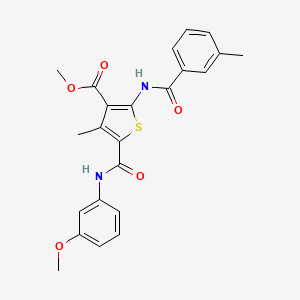 molecular formula C23H22N2O5S B12988859 Methyl 5-((3-methoxyphenyl)carbamoyl)-4-methyl-2-(3-methylbenzamido)thiophene-3-carboxylate 